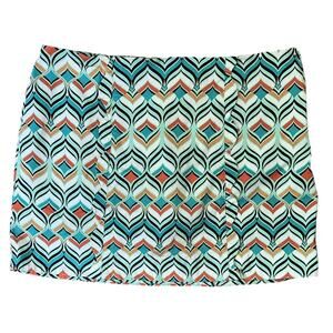 Crown & Ivy Geometric Print Multicolor Cyan Golf Skort Size 14